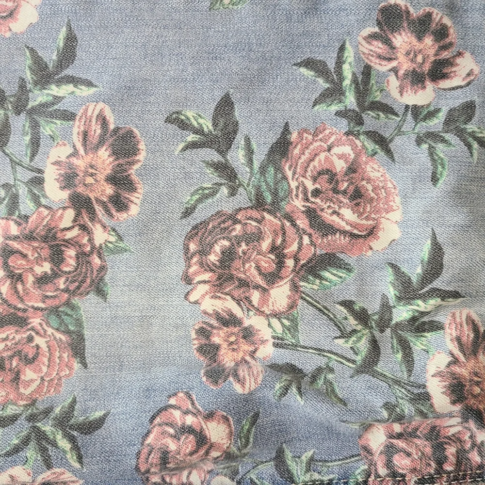 Vintage America Floral Skinny Jeans Rose Print Denim Women 10 Cottagecore Spring - Picture 2 of 11
